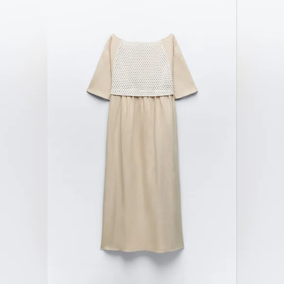 ZARA MIXED LINEN BLEND KNIT DRESS - Picture 7 of 9